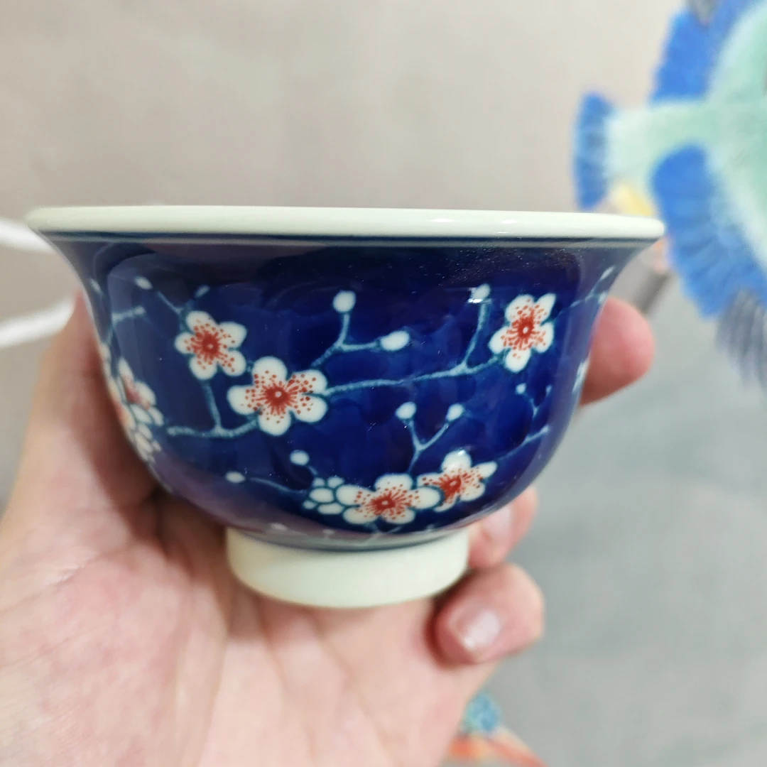 景德镇陶瓷黄嘻嘻，冰梅压手杯高6公分口径9.5公分容量120CC