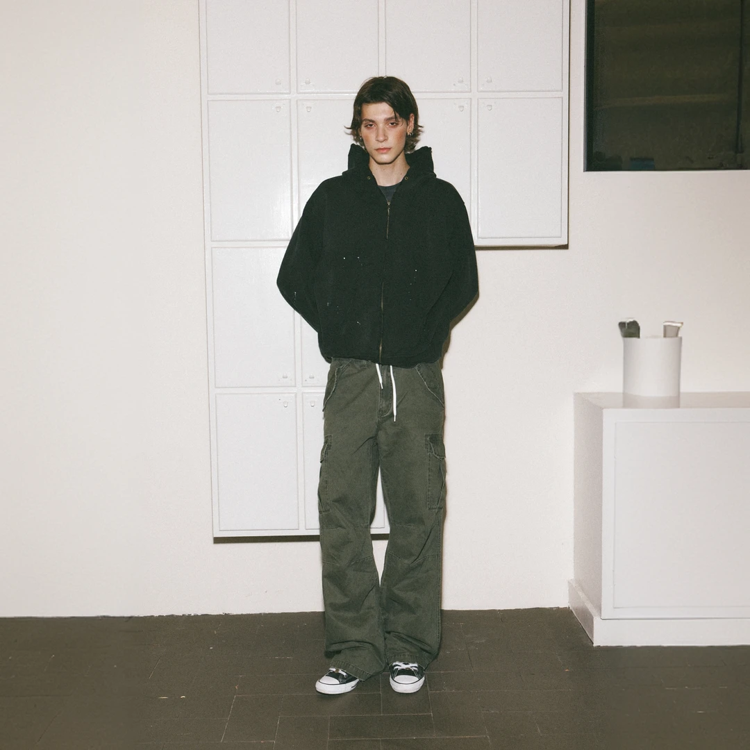 DANCI DONE 复古Vintage元年古着落色做旧破坏宽松直筒工装伞兵裤