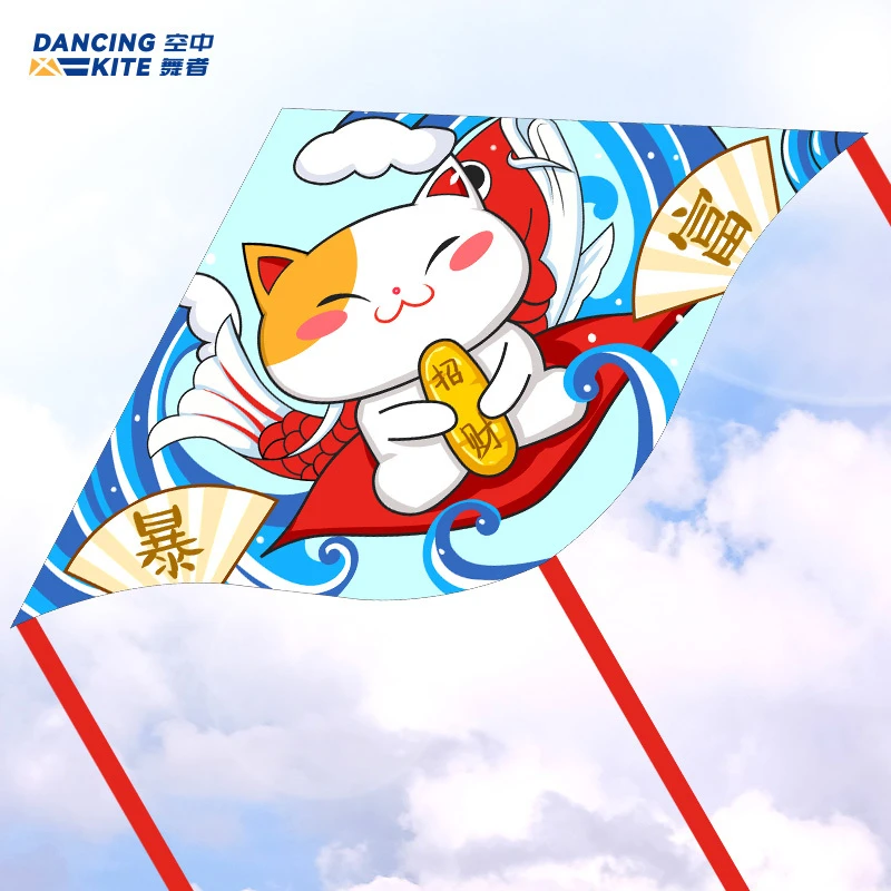 空中舞者新款卡通招财猫可爱风筝儿童微风易飞国潮式大人专用潍坊