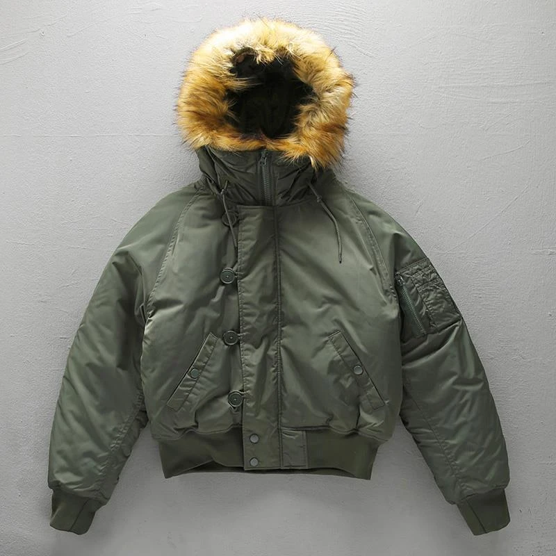 美式N28飞行员棉服男女短款加厚毛领棉衣冬季防寒服连帽棉袄外套