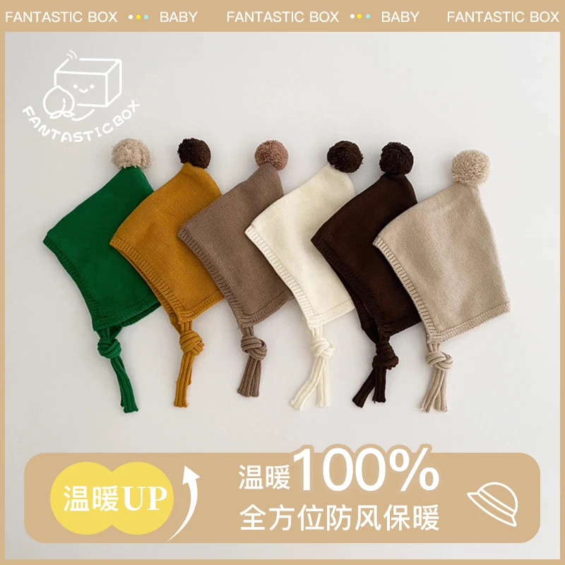 精灵帽儿童帽子冬季系带针织护耳帽加棉加厚男洋气女童尖尖帽防风