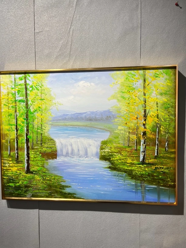 60x120横板纯手工油画简约风景油画家居装饰画山水画卧室书房挂画