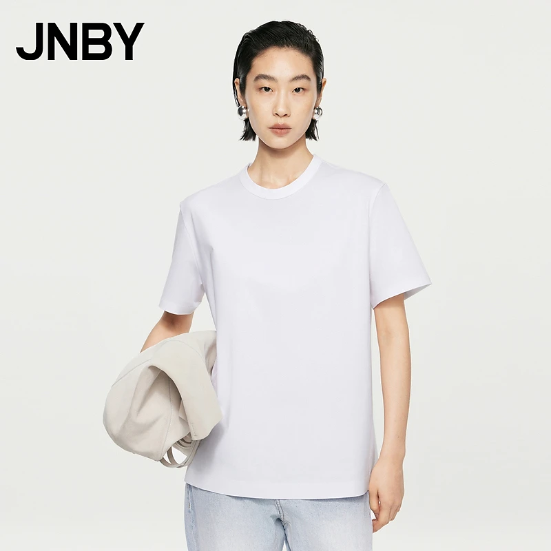 JNBY/江南布衣春秋T恤宽松H型圆领丝光棉短袖纯色休闲5O7110410