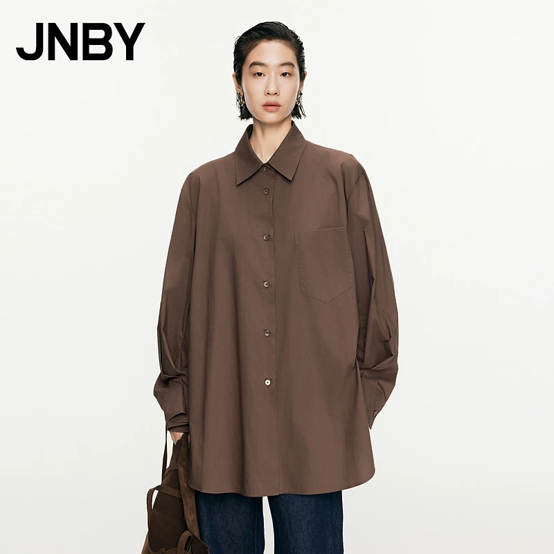 JNBY/江南布衣春秋女装衬衫棉质宽松长袖白衬衣挺阔通勤翻领OL风