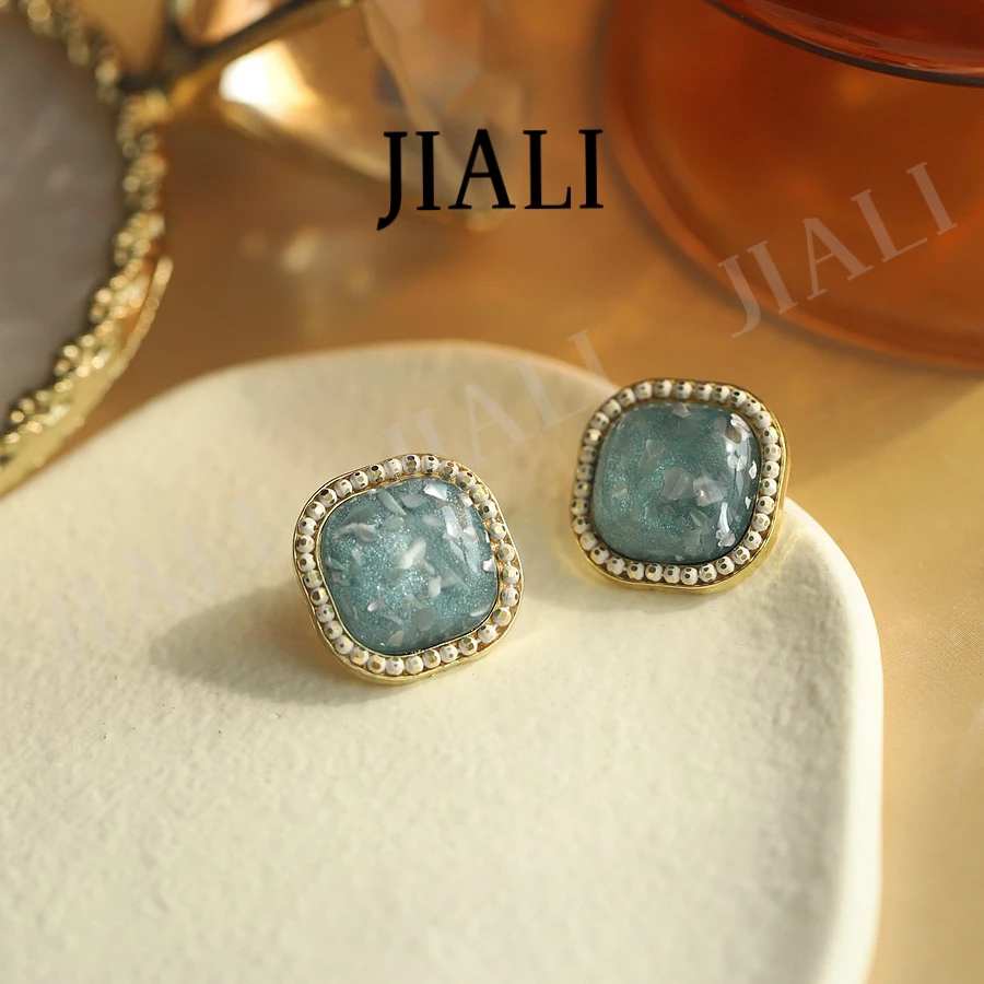 合金莫桑石耳饰 JIALI(宫廷绿)轻奢时尚绿色宫廷风耳钉