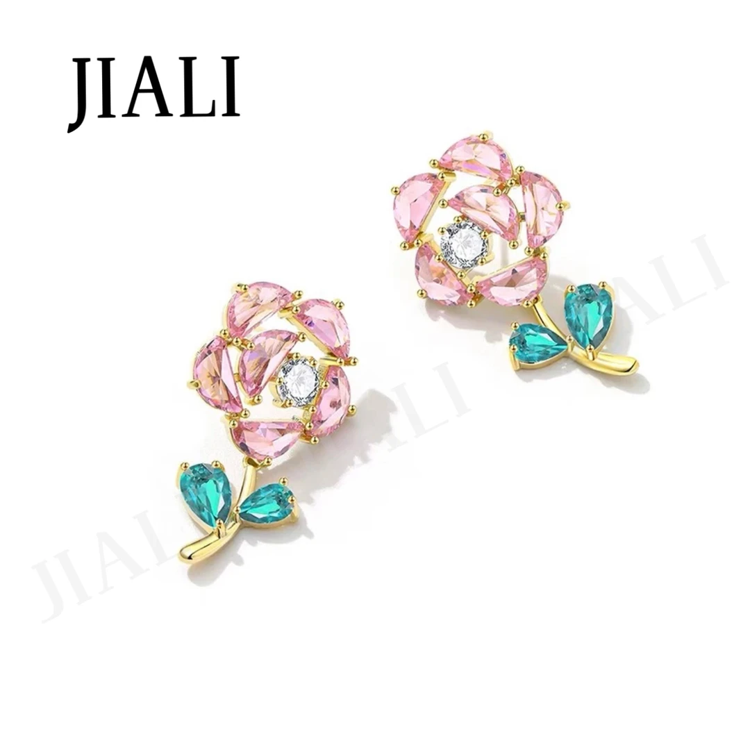 合金莫桑石耳饰 JIALI(蓝色海星)时尚甜美摆动花朵耳钉