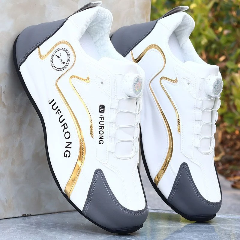 2024秋冬潮款男生鞋子皮面防水男款百搭高档休闲老爹鞋潮牌增高鞋