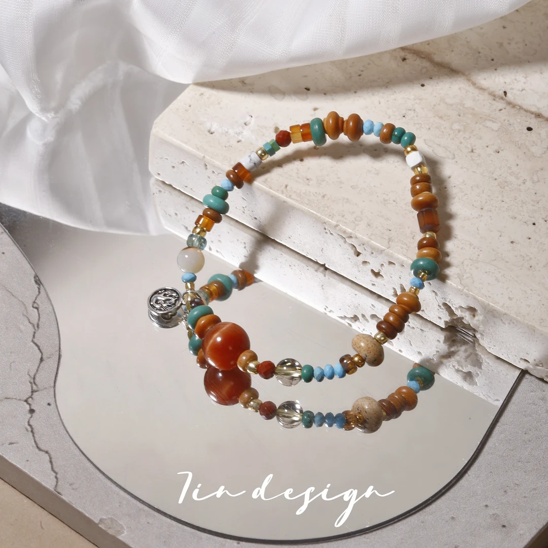 925银手链 7in【日落】民族风复古彩色百搭配饰小众手作手链