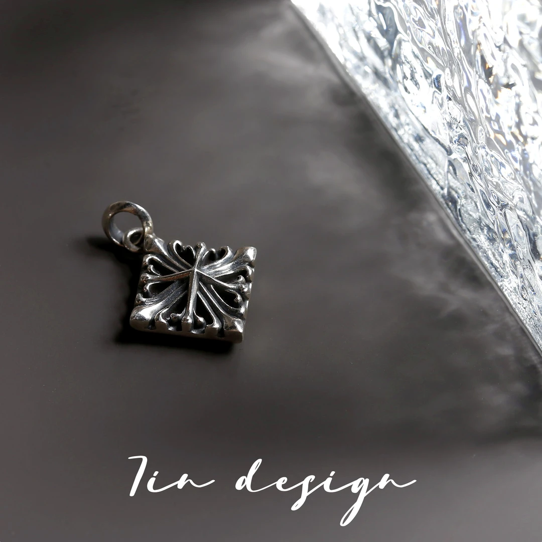 吊坠925银 7in【方】小众设计复古经典男女同款s925吊坠