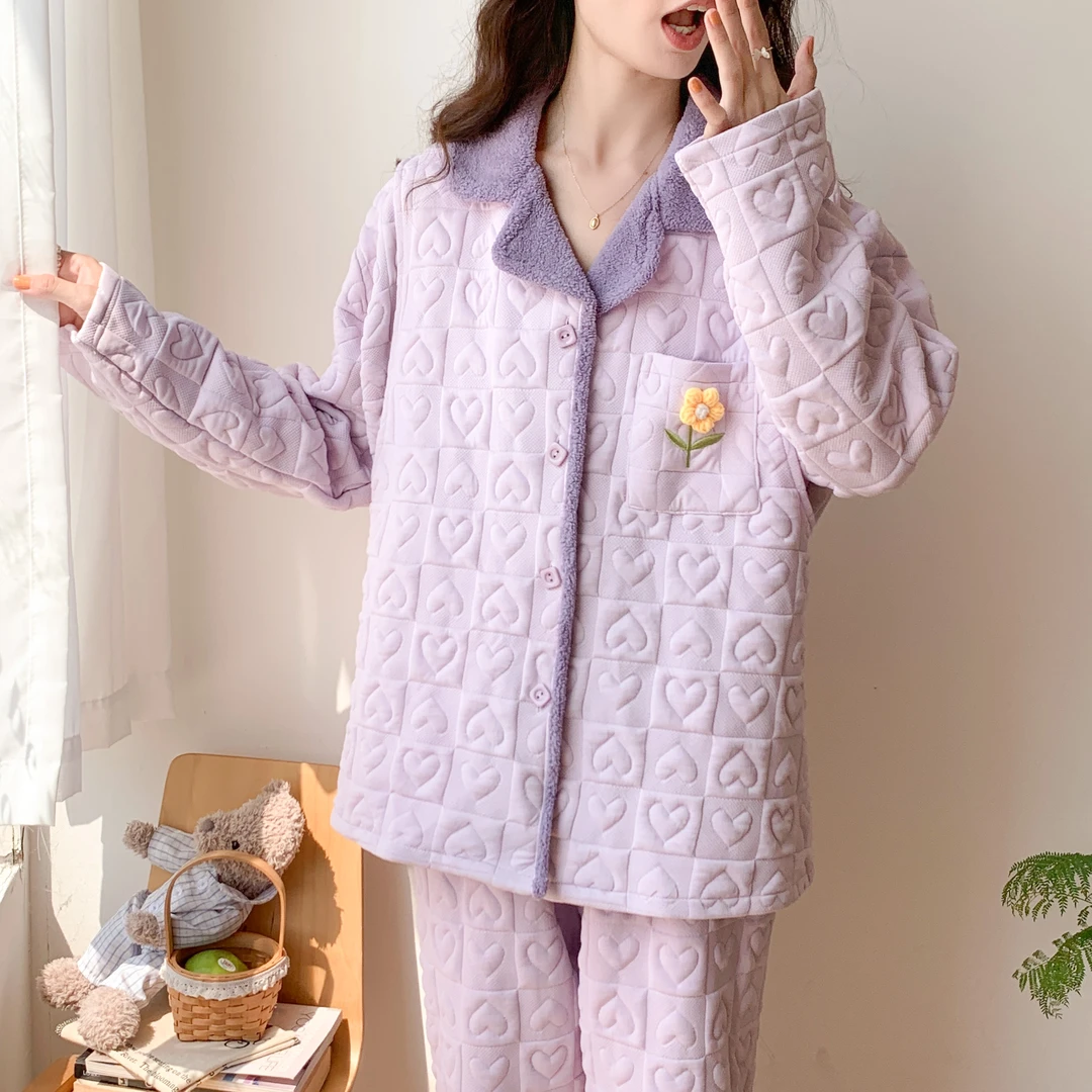 冬款空气棉月子服加厚孕妇产后哺乳喂奶睡衣长袖家居