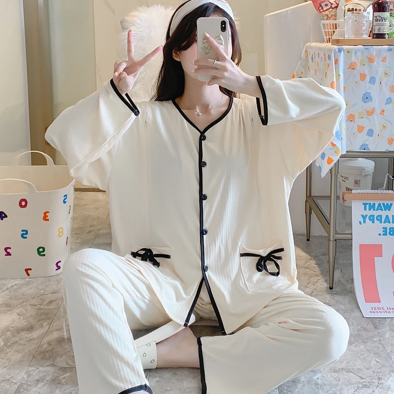 【9-12月纯棉】秋冬季新款月子服产后哺乳孕妇睡衣长袖喂奶家居服