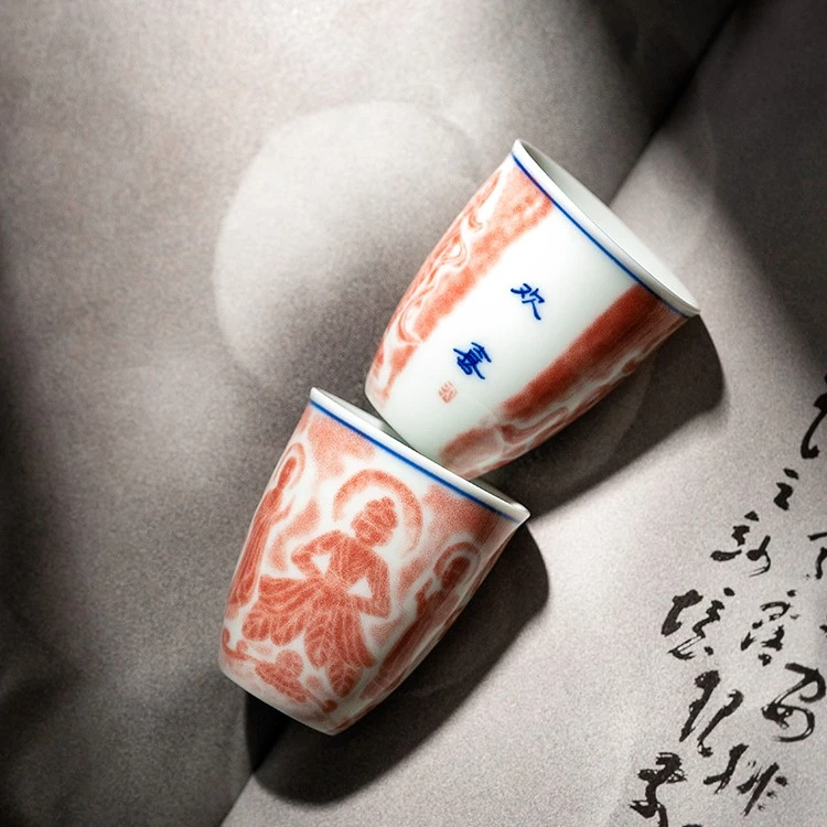 【云窟万象】陶瓷欢喜茶杯单杯简约家用茶具高档主人杯单杯盖碗茶具