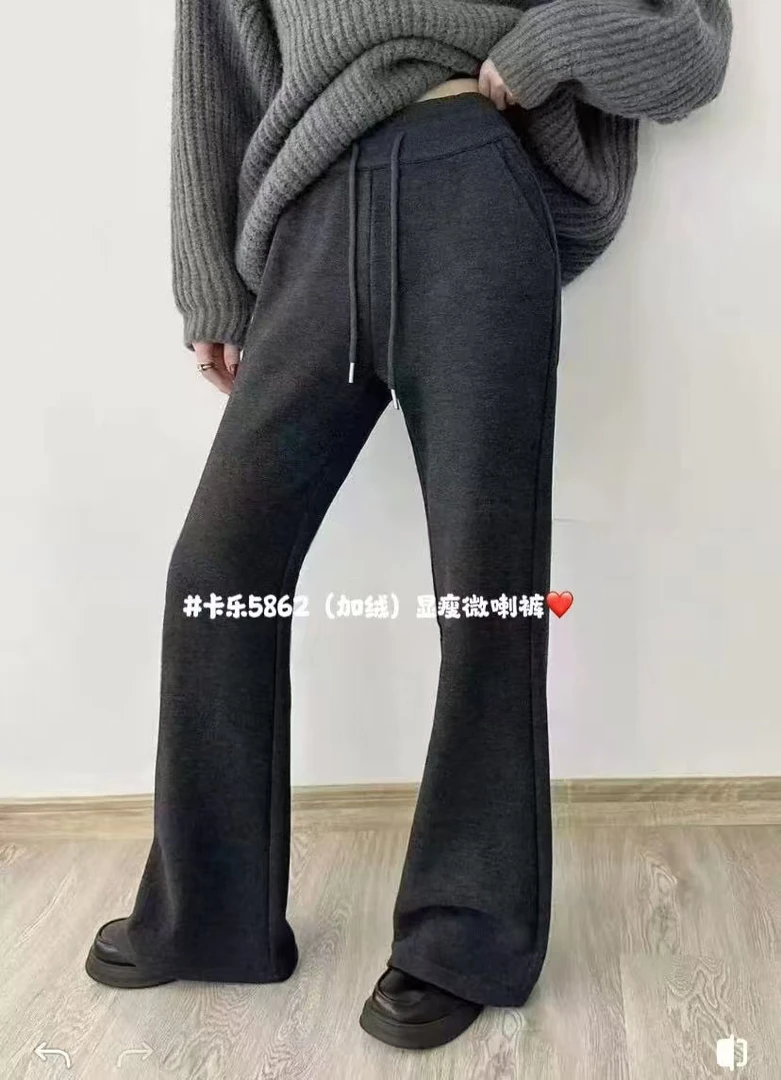 5862高级水泥灰女神加绒裤高级感