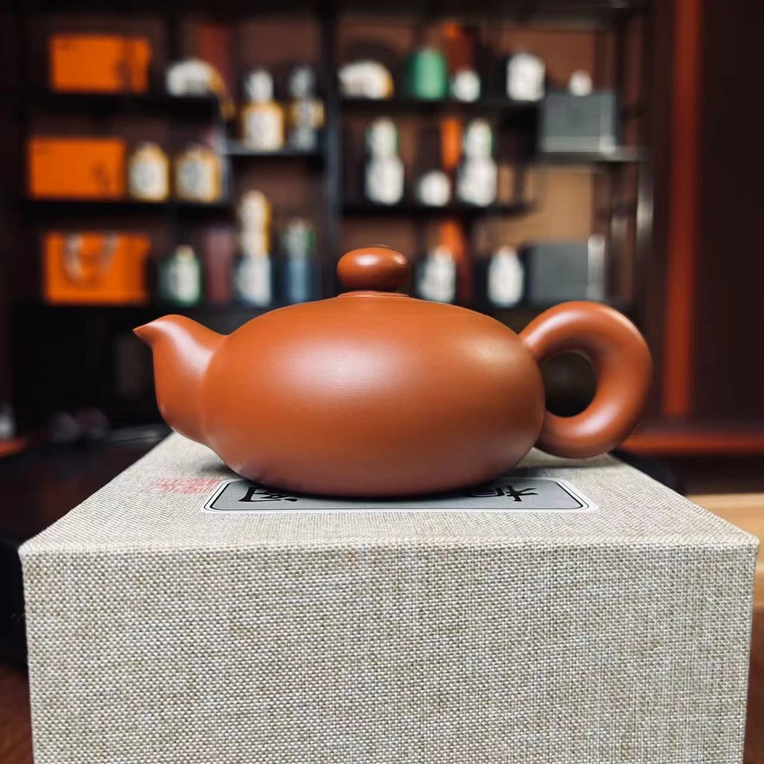 潮州全手工手拉壶（水平壶朱泥壶）吴伟鹏作品纯手工手制