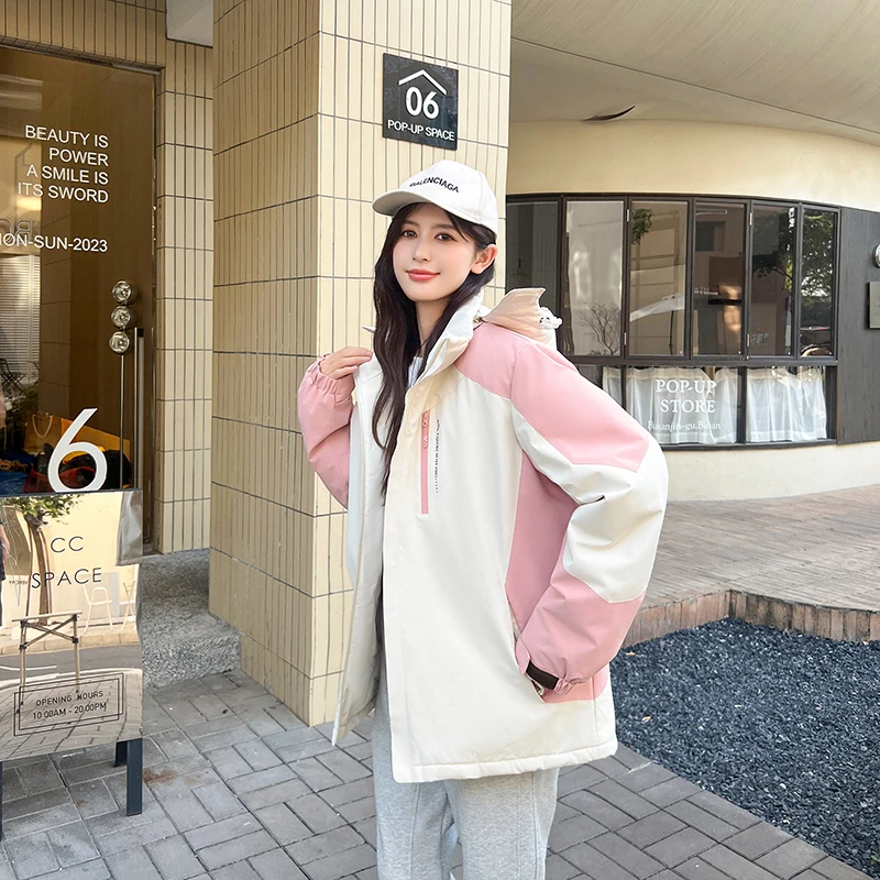 8900登山仕保罗！升级加厚版！情侣款户外拼色一体棉石墨烯棉服！