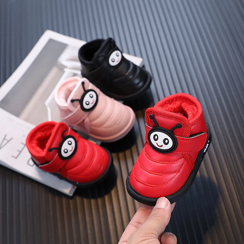 冬季加绒加厚婴幼儿学步鞋0-1-3岁宝宝卡通棉鞋保暖男女童雪地靴L