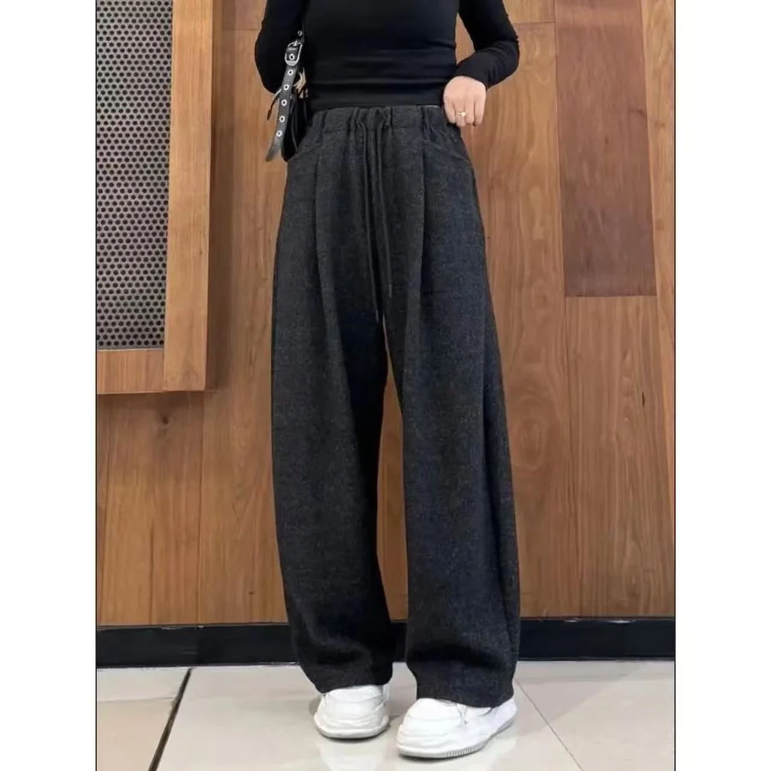 【毛呢绒】（园姐专属）原版日韩加绒阔腿裤秋冬松弛休闲香蕉裤