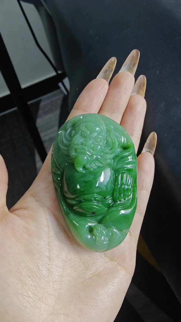 老料白加绿钟馗把件