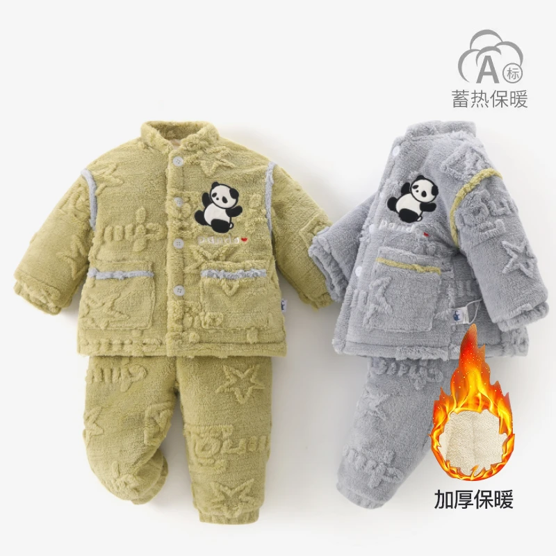 儿童厚睡衣儿童绒睡衣童装加绒婴儿秋冬季宝宝加绒加厚保暖