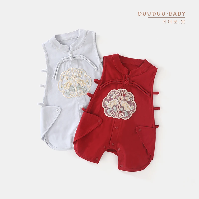 Gz贝嘉乐【高定版】薄款夏季中国风宝宝衣服可爱无袖婴幼儿琵琶衣