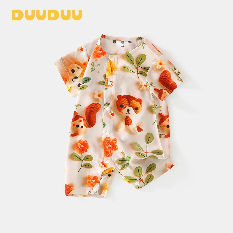 G贝嘉乐【高定版】萌萌狐狸立体印花夏季短袖度假风爬服外出服哈衣