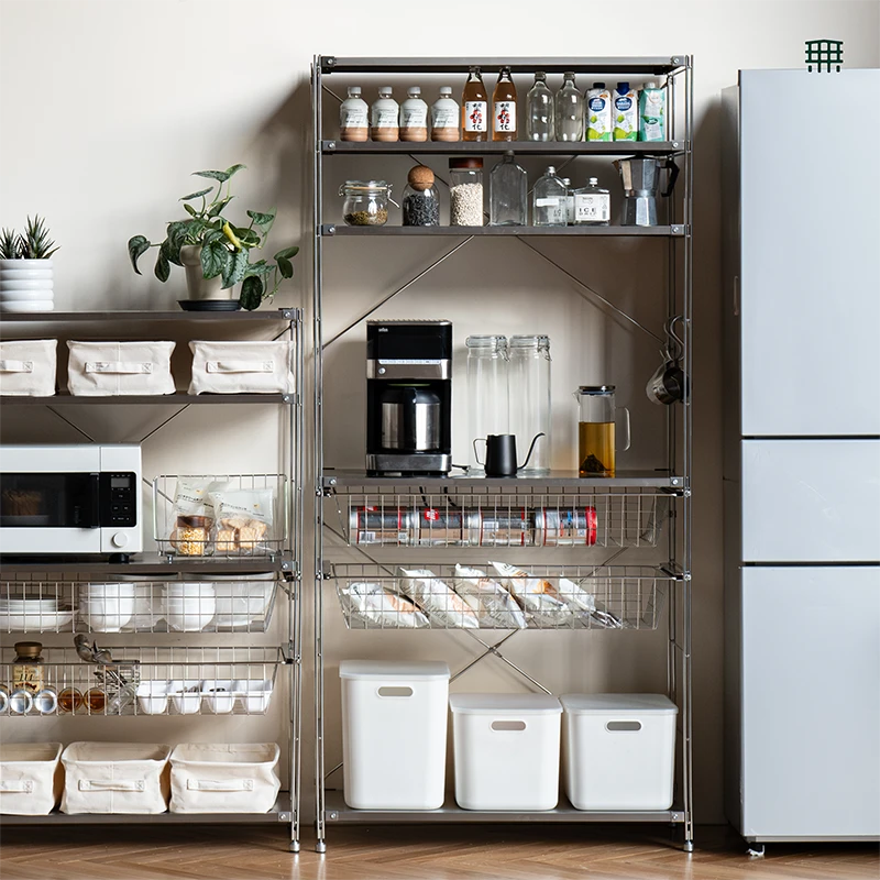 无即所有不锈钢厨房置物架微波炉烤箱多功能收纳架餐厅多层储物架