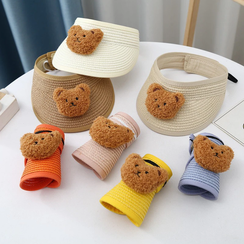 夏季新款帽子空顶帽遮阳帽草编帽透气舒适防晒帽婴儿宝宝帽子