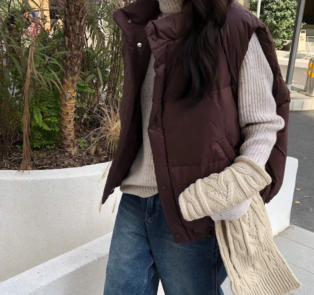 【田小花】2024冬季新款90白鸭绒羽绒马甲百搭休闲简约-txh91385192