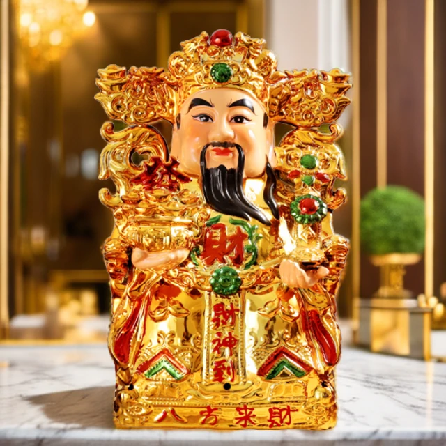 家具摆件家用镀金彩绘/中式文/财/神客厅店铺陶瓷像体摆件玄关