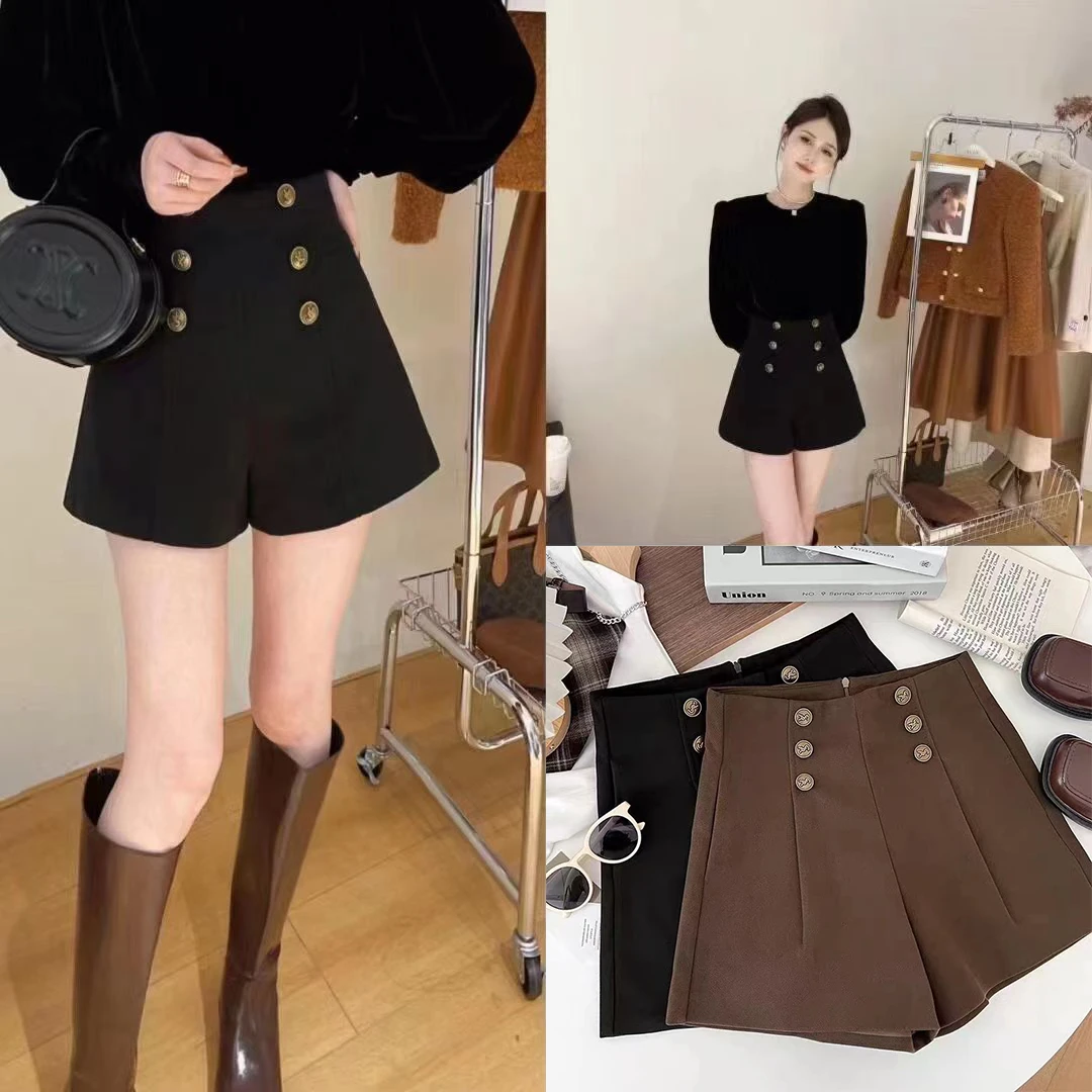 【孤品微瑕次品NO退NO换意慎拍】百搭高腰显瘦双排扣西装短裤8099#