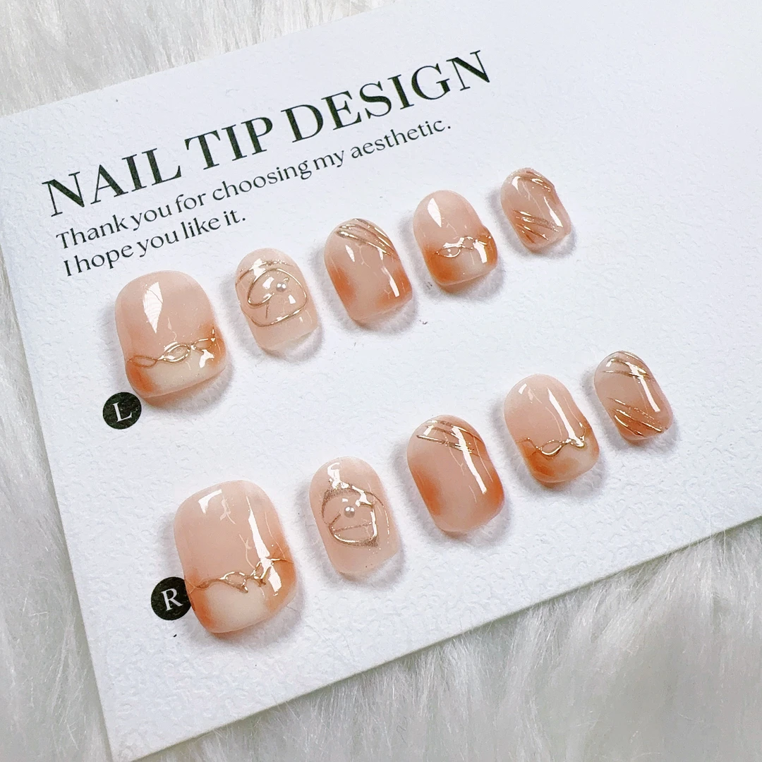 纯手工穿戴甲自然裸色系美甲甲片简约而不失精致展现你的独特魅力