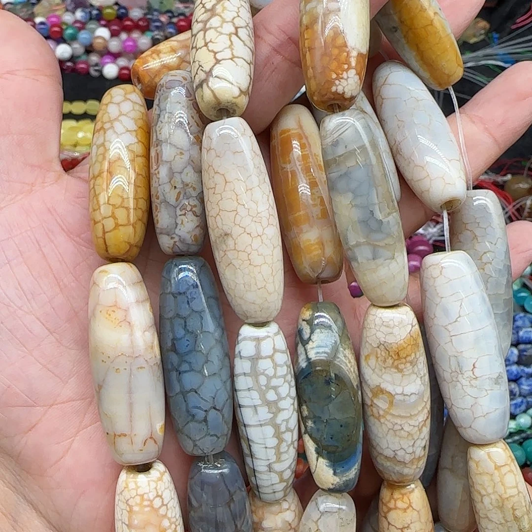 玛瑙/玉髓珠宝半成品合金玛瑙勒子一条约14*40mm