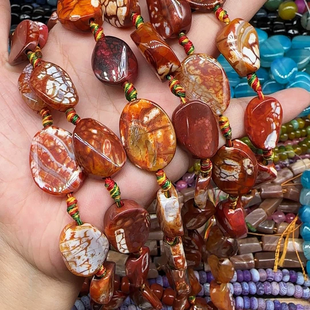 玛瑙/玉髓珠宝半成品合金火玛瑙扭珠一条约18mm