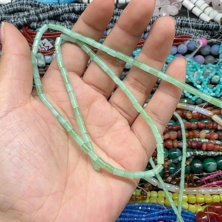 玛瑙/玉髓珠宝半成品合金海纹石管珠一条3*5mm