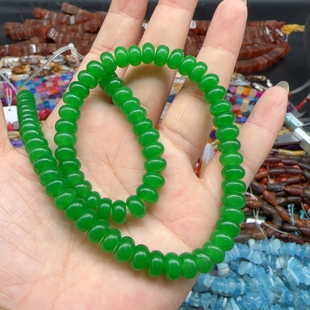 玛瑙/玉髓珠宝半成品合金绿玉髓一条算盘8mm