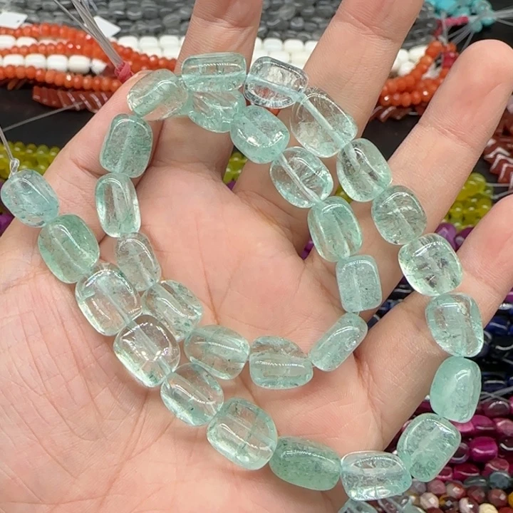 玛瑙/玉髓珠宝半成品合金绿水晶倒角一条约9mm