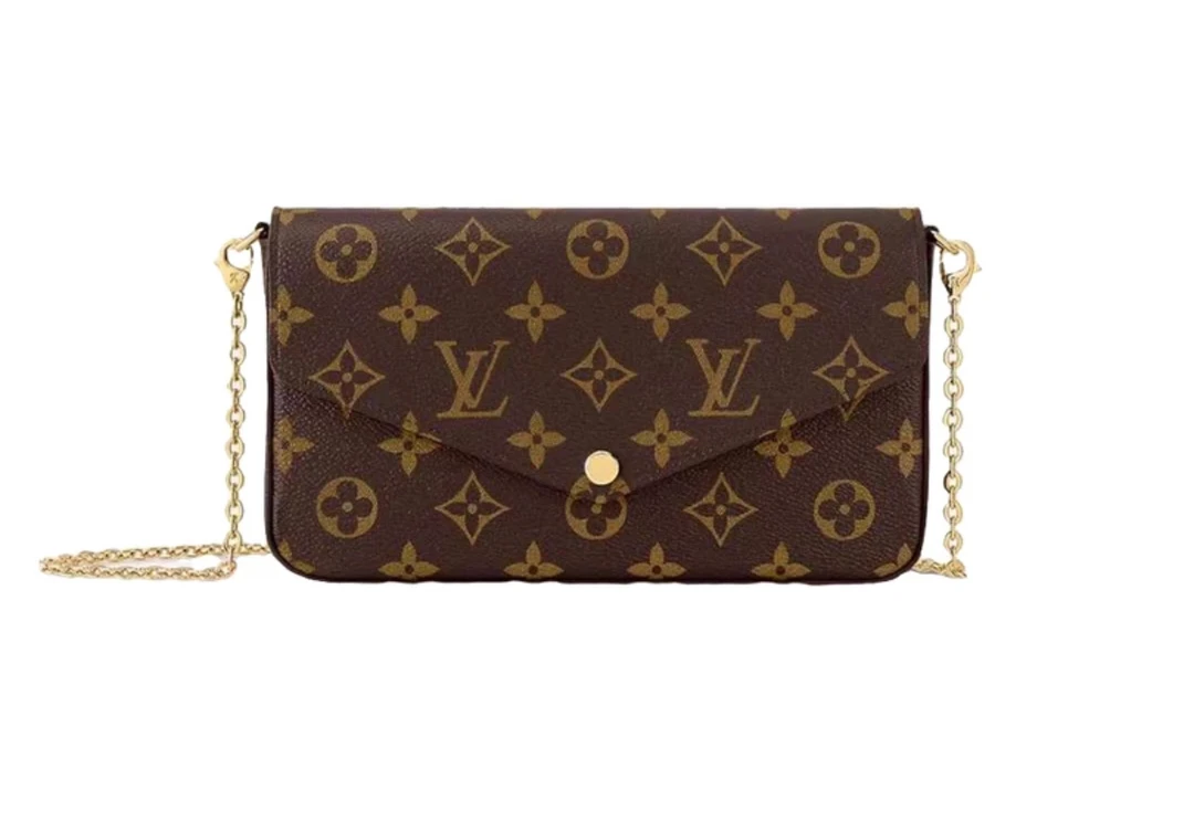 99新 LouisVuitton/路易威登 老花三合一链条包单肩包/棕色时尚