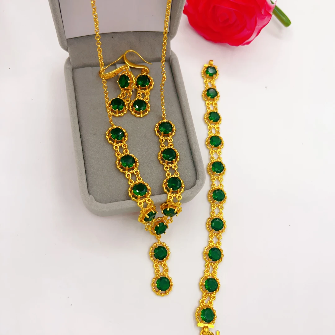 合金玻璃项链 Nipal 三件套 时尚洋气 婚礼必备