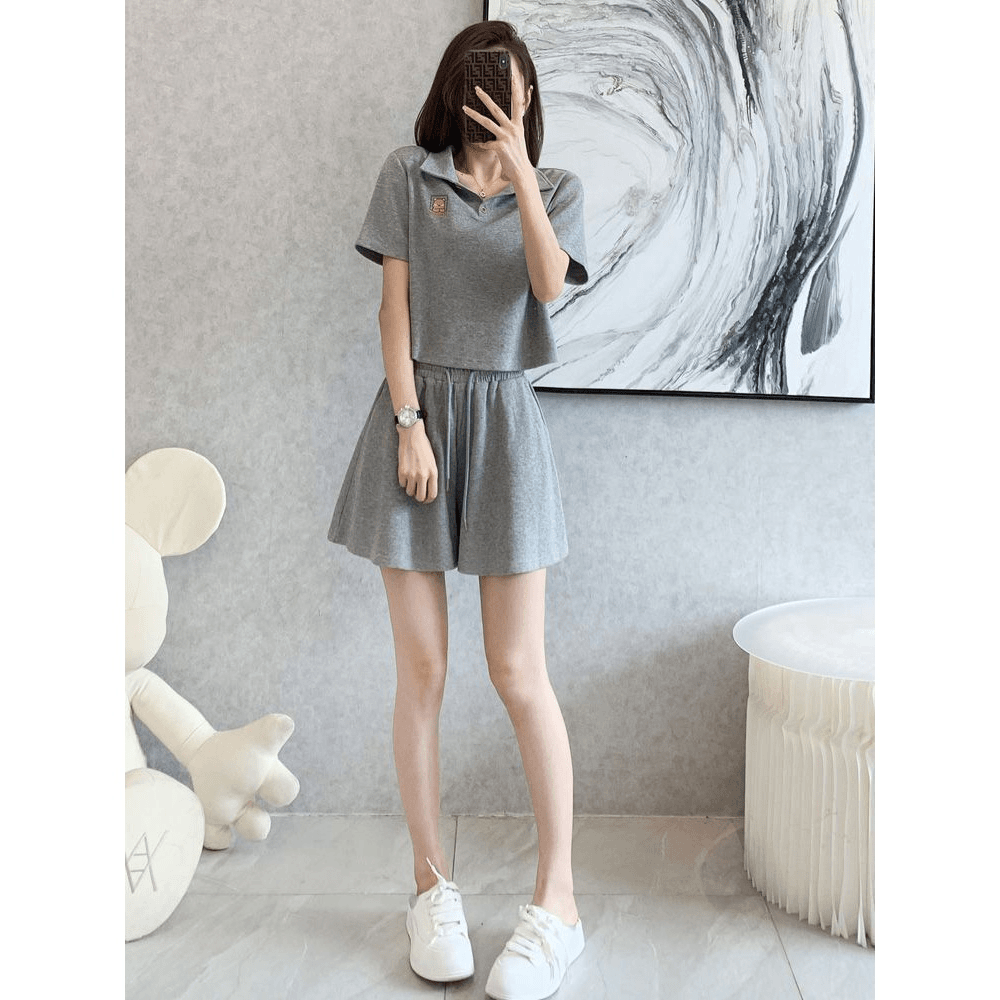 裙裤两件套装夏季新款潮牌减龄显瘦小个子时尚休闲运动服短袖