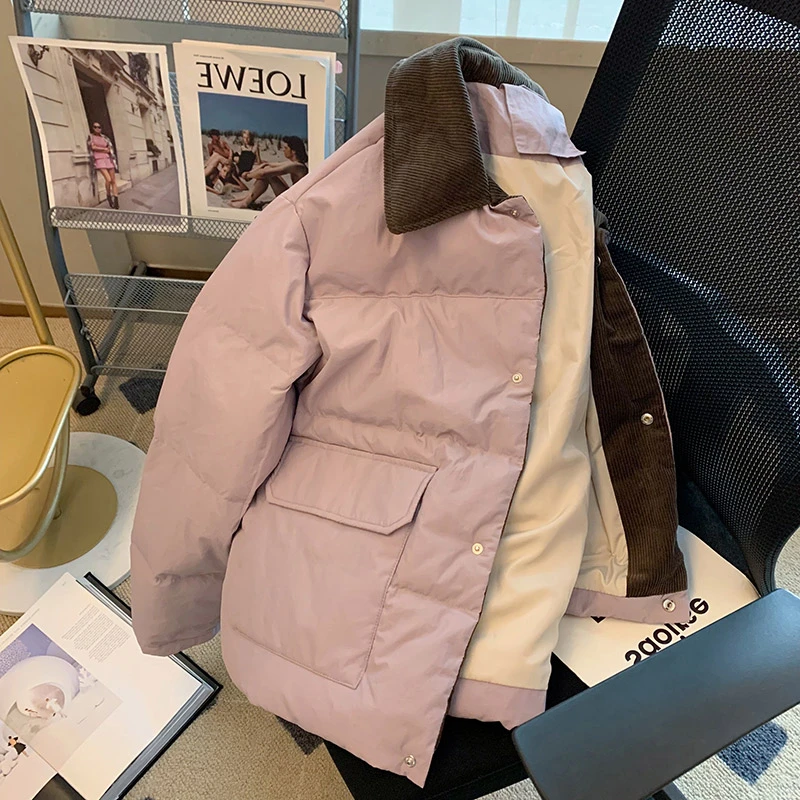 小香风保暖棉服女2024冬装新款设计感撞色拼接大码夹棉棉衣外套潮