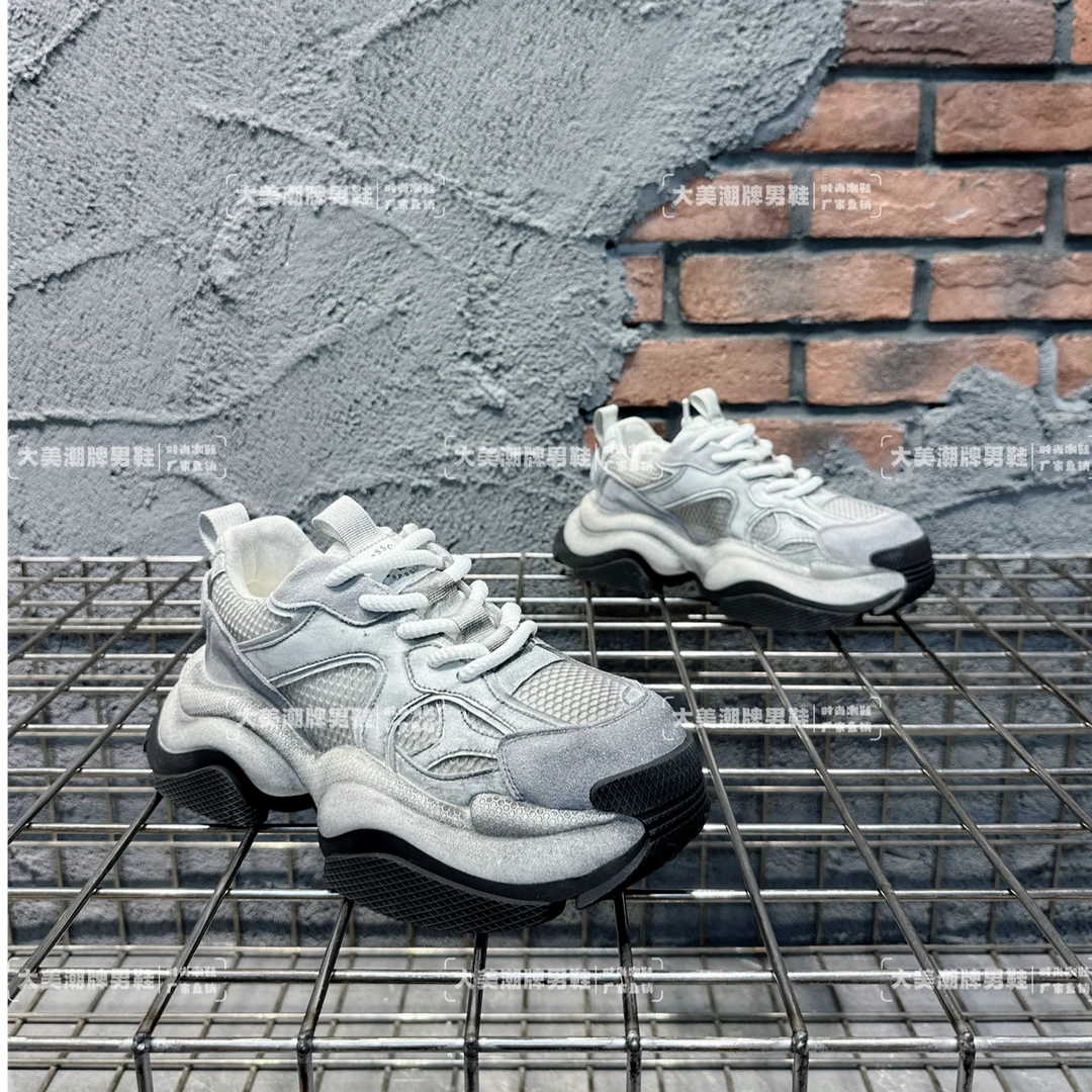 老爹鞋秋季新款男鞋潮流时尚男士厚底舒适高端擦色轻便防滑男潮鞋