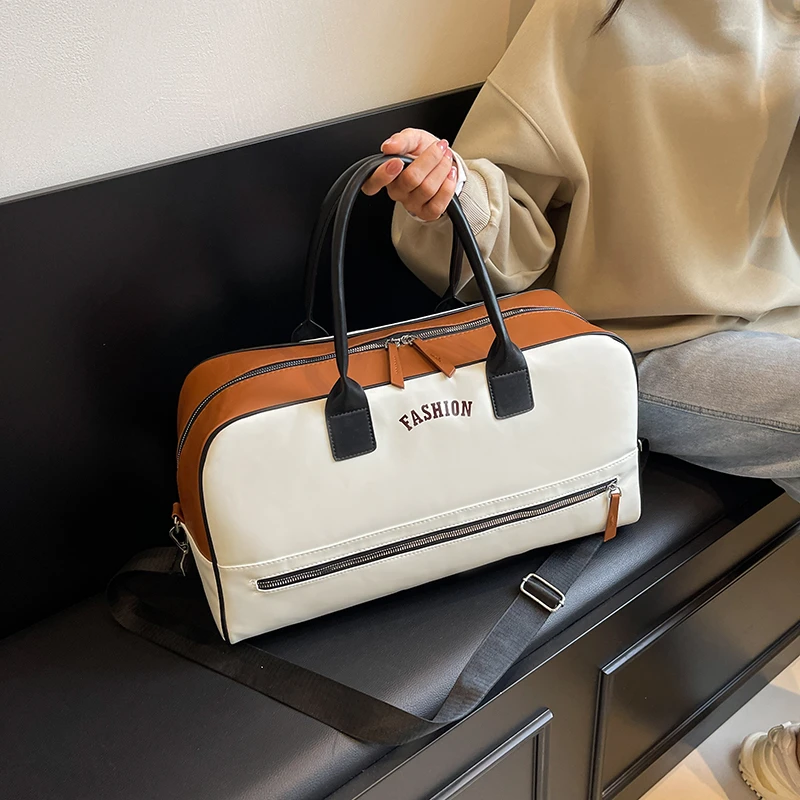 复古短途旅行包辣妹字母手提包大容量托特包登机出差小众收纳包