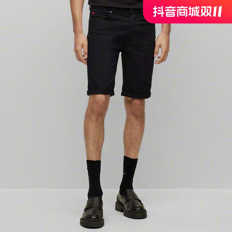 HugoBoss/雨果博斯男士夏季新款短裤直筒时尚简约黑色休闲裤全新