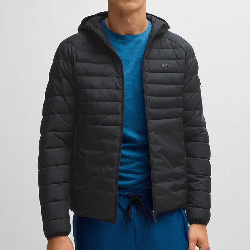 HugoBoss/雨果博斯男休闲新款连帽拉链棉服保暖秋冬时尚外套全新