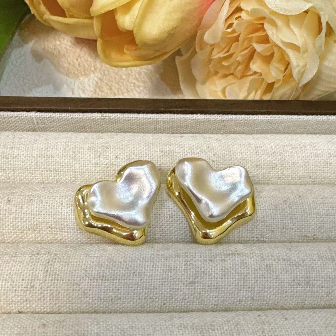 铜合金耳饰 【双层爱心】撞色两戴爱心简约百搭耳钉 A72