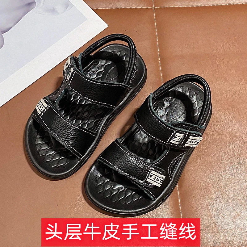 真皮男童凉鞋新款夏韩系爆款超轻防滑软底男夏季中小童防水沙滩鞋