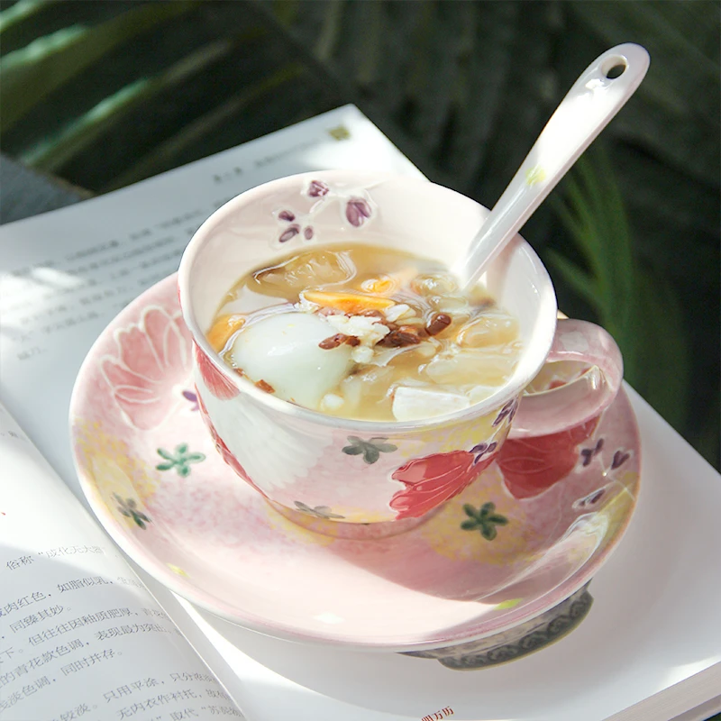 濑户烧粉色-咖啡杯套装-带礼盒