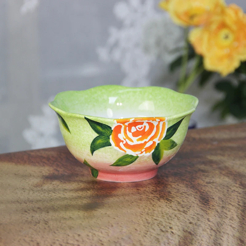 城野玫瑰-5英寸高脚花边米饭碗