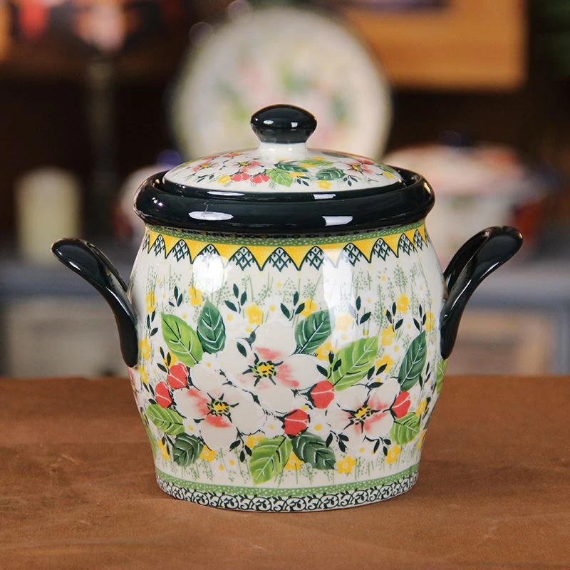 梧桐花-800毫升双耳密封罐陶瓷糖罐