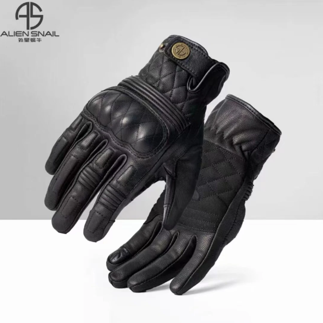 外星蜗牛V9摩托车秋冬款骑行复古触屏手套保暖防风手套